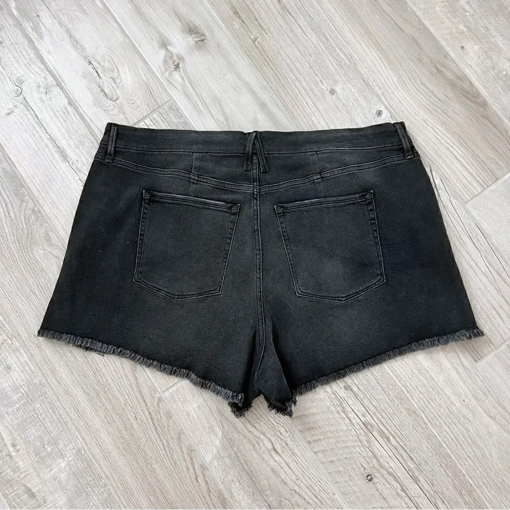 Good American Womens Good Curve Distressed High Waist Cutoff Shorts Plus Size 22